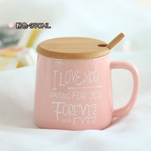 Load image into Gallery viewer, 350ml Cute Pink Flamingo Ceramic Coffee Mug with Lid and Spoon Coffee Milk Tea Water Cups Creative Gifts
