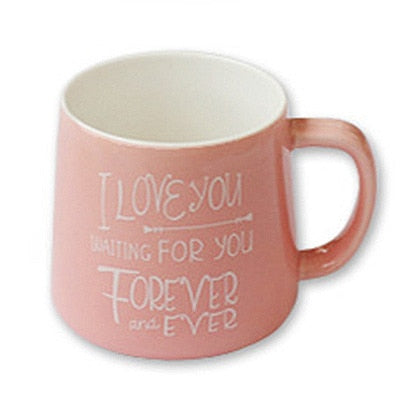 350ml Cute Pink Flamingo Ceramic Coffee Mug with Lid and Spoon Coffee Milk Tea Water Cups Creative Gifts