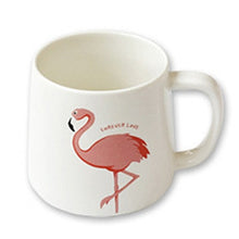 Load image into Gallery viewer, 350ml Cute Pink Flamingo Ceramic Coffee Mug with Lid and Spoon Coffee Milk Tea Water Cups Creative Gifts
